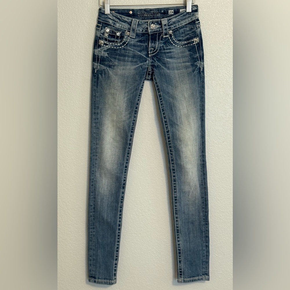 Miss Me Y2K Sequin Rhinestone Skinny Denim